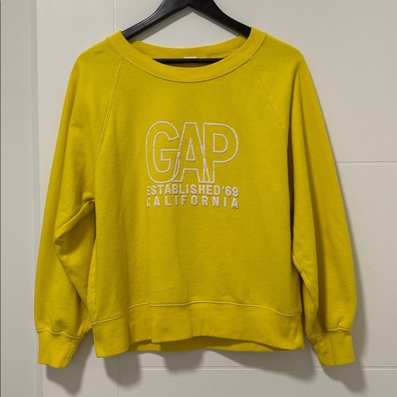 GAP lemon yellow graphic sweatshirt ‘established ‘69 California’ size medium - Picture 3 of 9